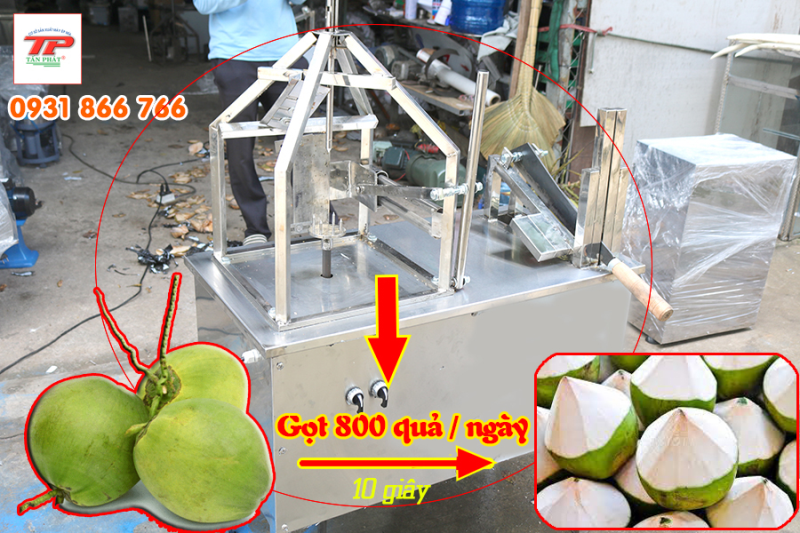 Gọt 800 quả dừa 1 ngày với chiếc máy này 