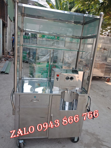 Máy ép mía siêu sạch có thùng xe tủ kính ép 2 cây 