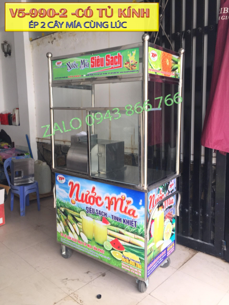 Máy ép mía siêu sạch ép 2 cây motor 800w thiết kế thùng xe rộng rãi 