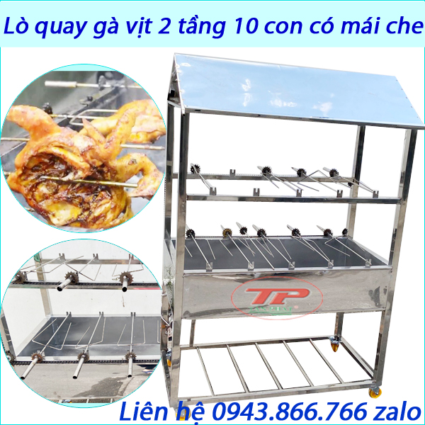 LÒ QUAY GÀ VỊT 2 TẦNG 10 CON CÓ MÁI CHE - ĐI KÈM 10 XIÊN