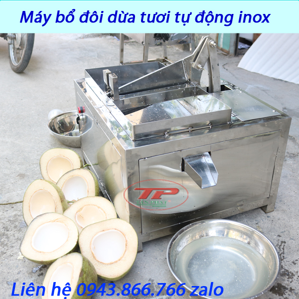 MÁY BỔ ĐÔI QUẢ DỪA -MÁY CHẶT ĐÔI QUẢ DỪA TỰ ĐỘNG