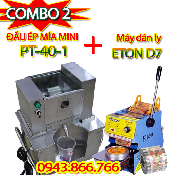 COMBO 2 -ĐẦU MÁY ÉP MÍA PT40-1 VÀ MÁY DÁN LY ETON D7