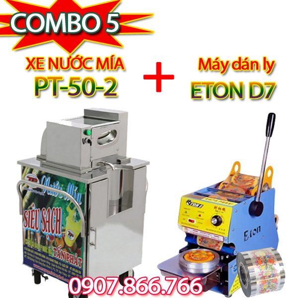 COMBO 5 - ĐẦU MÁY ÉP MÍA 2 CÂY + MÁY DÁN LY D7