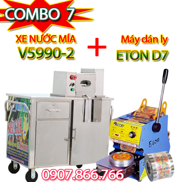 COMBO 7 - XE NƯỚC MÍA V5990-2 KÈM MÁY DÁN LY D7