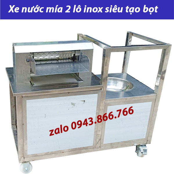 XE NƯỚC MÍA 2 LÔ INOX MOTOR 2HP CÓ BIẾN TẦN
