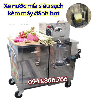 KÈM MÁY ĐÁNH BỌT - XE NƯỚC MÍA TRỤC KIM CƯƠNG 12 BẠC ĐẠN  MOTOR 800W